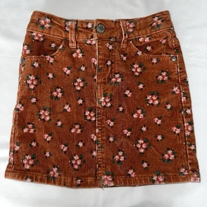 Art Class Girls S 6/6XDusk Orange Floral Print Adjustable Waist Corduroy Skirt - Picture 1 of 2
