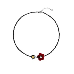 Elegant Multilayer Beaded Chokers Necklace Featuring Flower and Bead - Picture 1 of 8