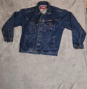 Wrangler Herren Jacke blau große dunkle Waschung Denim Knopfleiste Western Cowboy Jeaan - Bild 1 von 8