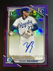 Béisbol cromado Bowman 2024 Yandel Ricardo púrpura automático/250 #CPA-YRI Royals  - Imagen 1 de 2