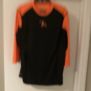 Camisa Nike Pro Combat Dri Fit Para Hombre L Grande Naranja Negra Ajustada Manga Larga 3/4 - Imagen 1 de 8