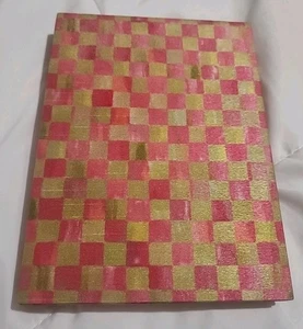 New Mackenzie Childs Tulip Check Pink & Green Travel Double Photo Frame HTF 4x6” - Picture 1 of 7