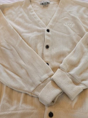 Cárdigan de golf suéter vintage para hombre XL IZOD beige Preppy Coastal Grandpa Foto 1 de 4