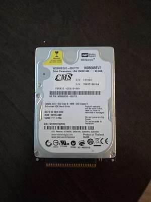 Western Digital Scorpio Blue WD800BEVE 80GB 2.5 Inch IDE Hard Drive - Image 1 of 2