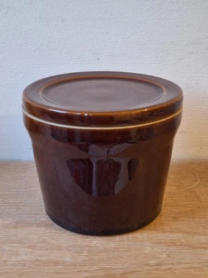 Vintage Denby England Dark Brown Glazed Stoneware Preserve Pot Jar Sugar Bowl - Image 1 of 4