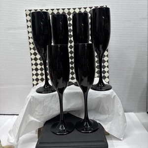 6 Indiana Glass Tiara Holiday Black Champagne Party New Year’s celebration - Picture 1 of 6