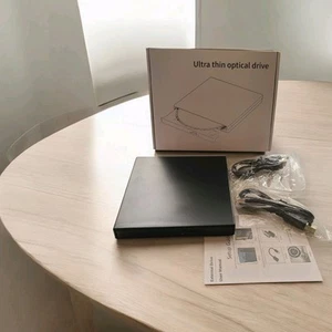 Slim External USB 2.0 DVD RW Burner Drive W 3 Blank DVD Discs Black - Afbeelding 1 van 2