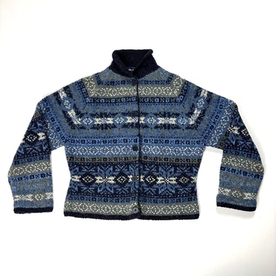 Cárdigan suéter azul con botones Fair Isle de Nautica para mujer talla M mezcla de lana nórdico Foto 1 de 4
