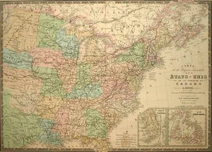 carte geographique ancienne COTE EST DES ETATS UNIS et CANADA Levasseur et Brue - Picture 1 of 3