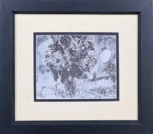 Marc Chagall Bouquet Devant Saint Paul gerahmte Lithographie auf Papier Surrealismus - Bild 1 von 1