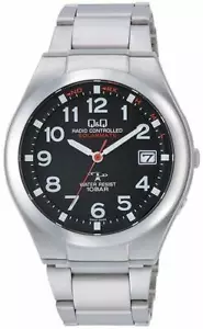 Orologio Citizen Q&Q Radio Analogica Solare Impermeabile Data Cinturino Metallo HG12-205 Uomo - Foto 1 di 4
