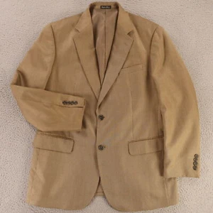 Houndstooth Jacket M Brown Micro Check Silk Wool Worsted Blazer 42R - Picture 1 of 19