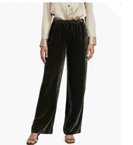 Theory Women's Hunter Green Fixture Silk Blend Pull on Pants Size L   12044 - Picture 1 of 7