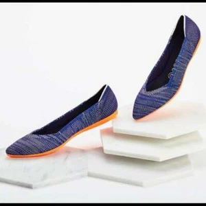 RETIRED Rothy's Women's Point Toe Blue Wash w/ Orange Sole 7.5 - Picture 1 of 8