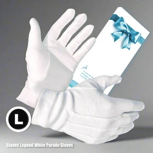 3 Pares - Guantes Legend 100% Algodón Blanco Guantes Desfile con Caja de Regalo - Grandes - Imagen 1 de 10