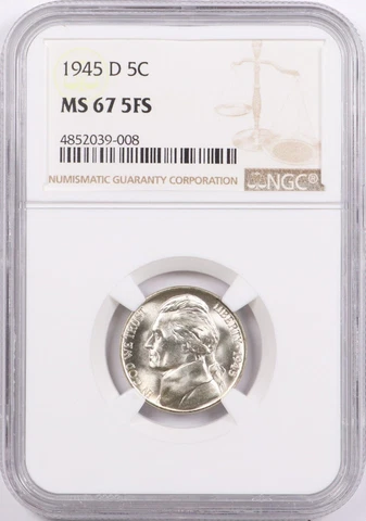 1945-D 5C JEFFERSON-NICKEL NGC MS67 5FS 5 FULL STEPS RARITY R5 HIGHEST GRADES Cover