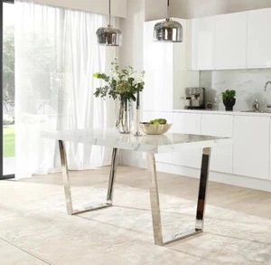 White Marble Table Tops 150 cm Rectangular Dining Table Top. TABLE TOP ONLY - Picture 1 of 6