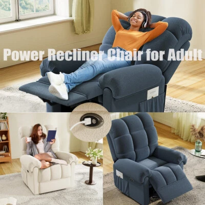 Elektrischer Relaxsessel Teddy Fleece Liegefunktion mit USB Anschluss Sessel Neu - Bild 1 von 4