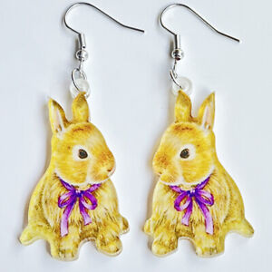 Acrylic Easter Rabbit Eggs Earrings Dangle Hook Earrings Holiday Party Jewelry