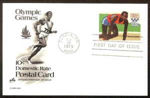 FIRST DAY COVER #UX80 Olympics 1980 10c Post Card ARTCRAFT U/A FDC 1979 - Picture 1 of 2