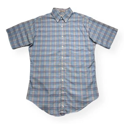 Camisa Arnold Palmer De Colección Hombres Mediana Azul A Cuadros Con Botones Manga Corta EE. UU. Foto 1 de 4