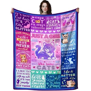 Cat Blanket Kitten Gifts for Cat Lovers GirlsCute Pet Cats Throw Blanket Funn... - Picture 1 of 7