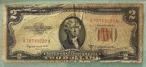 Great gift $2 Dollar Bill Series 1953 B Red Seal Federal State Note Old Currency