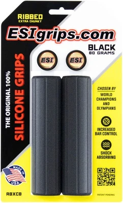 ESI Ribbed Extra Chunky Grips - Black Standard Grip Length, Bar Plugs Included - Image 1 of 3