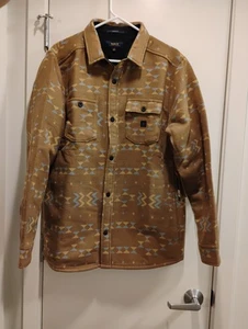 NEW! Roark Andes Snap Front Mens Shirt Jacket Size L Dark Khaki Southwestern - Picture 1 of 11
