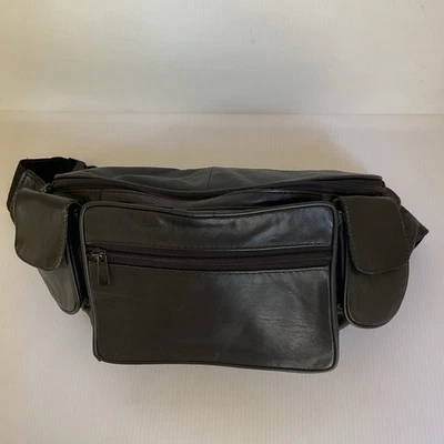 Riñonera de viaje vintage negra de cuero genuino Foto 1 de 4