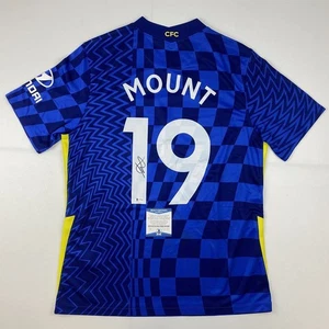 Autographed/Signed MASON MOUNT Chelsea FC Blue Soccer Jersey Beckett BAS COA - Picture 1 of 4