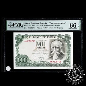 1971 - 1000 PESETAS - Echegaray - Pick 154 Serie 4Q - PMG 66 EPQ - Picture 1 of 2