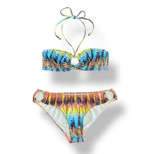 Milly Cabana Faux Snake Skin Bikini Set Women’s Size M Top and Size L Bottoms - Picture 1 of 10
