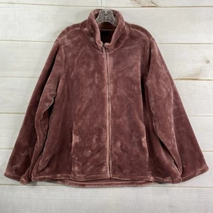 32 Degrees Heat Jacket Womens 2X Dusty Plum Plush Heavy Faux Fur Fleece Full Zip - Picture 1 of 8