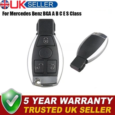 Replacement Car Key Fob Case For Mercedes Benz A, B, C, E, and S Class 3 Button - Image 1 of 4