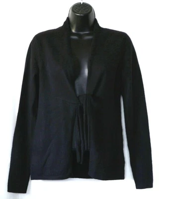 SUTTON CASHMERE Black Cashmere  Front Tie Cardigan 32 In Chst 23 In Lng S EXC - Image 1 of 3