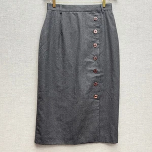 Vintage Talbots Damen grau Wolle Knopfleiste Midirock Gr. 12 - Bild 1 von 12