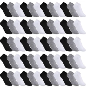 Bulk Pairs Of 6 Thin Low Cut Ankle Socks for Men Women Assorted White/Black/Gray - Picture 1 of 1