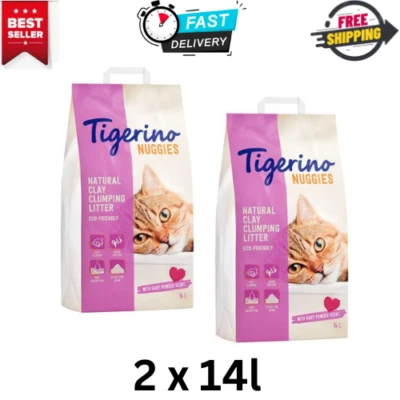 Tigerino Nuggies Ultra Cat Litter Babypowder Scented - Economy Pack: 2 x 14l
