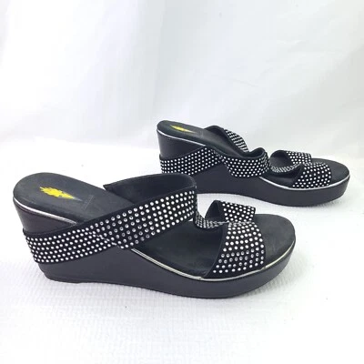 Sandalias de cuña de plataforma volátil punta abierta joyas sin cordones zapatos de tacón alto talla 10 Foto 1 de 4