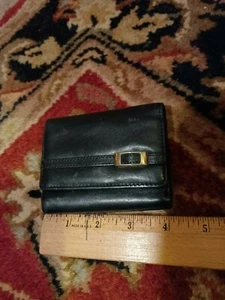 Women's Genuine Leather Tri-Fold Black Wallet - Picture 1 of 5