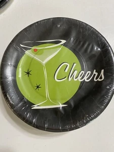 3 Paper Plates 7" Round Plate Cocktail Party Cheers Martini 24 (8x3) Ct - Picture 1 of 3