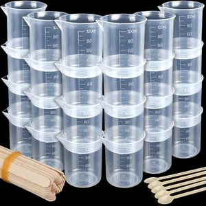 24 PCS 100ml Resin Measuring Cups with 35PCS Mixing Sticks, Graduated ... - Picture 1 of 7