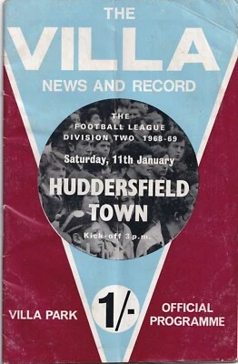 Aston Villa Huddersfield Town 1968 69 Division 2 Football Programme News Record  - Image 1 of 3