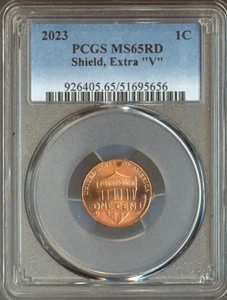 2023 Extra V Lincoln Shield Cent PCGS MS65 RD Qualität - Bild 1 von 2