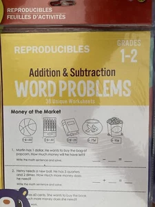 Reproducibles - Addition & Subtraction Word Problems - Grades 1-2 - 38 Worksheet - Picture 1 of 4