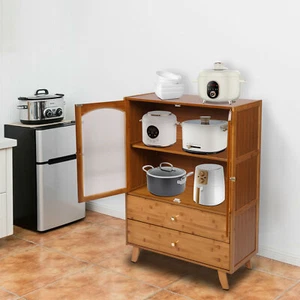 Wooden Independent Storage Cabinet 2-door+2-drawer for Kitchen/Living room/Hotel - Picture 1 of 24