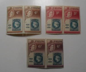 STAMPMART : ST. HELENA 1956 SG#166-8 1st STAMP CENTENARY QE II 3v MNH PAIR STAMP - Picture 1 of 3