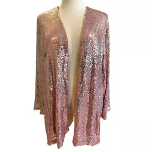 Giacca Blazer Torrid 5 (5X 28) Nuova Oro Rosa Paillettes Longline Party Vacanze Nuova - Foto 1 di 3