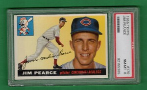 1955 TOPPS JIM PEARCE #170 PSA 8 NM-MT REDLEGS